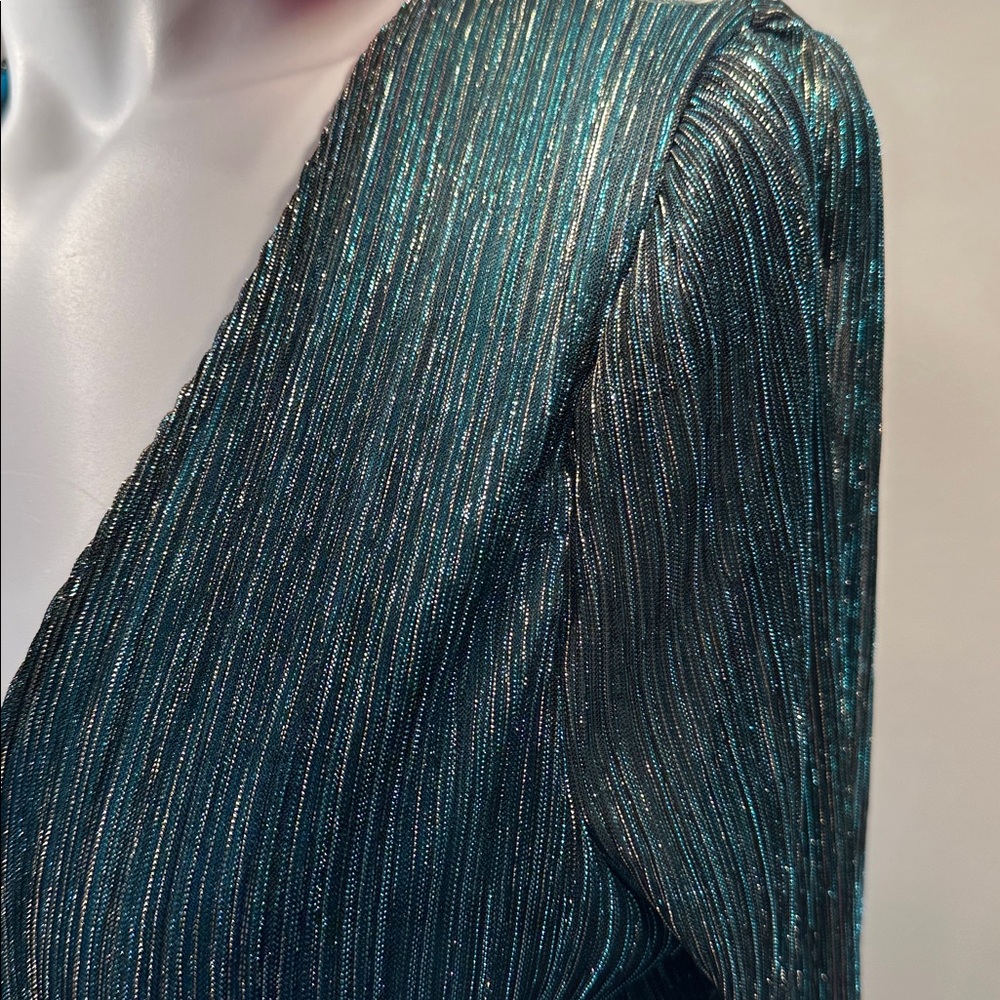 LATRICE long sleeve maxi dress, blue Rhapsody metallic knit crinkle NWT size10 - Picture 6 of 9